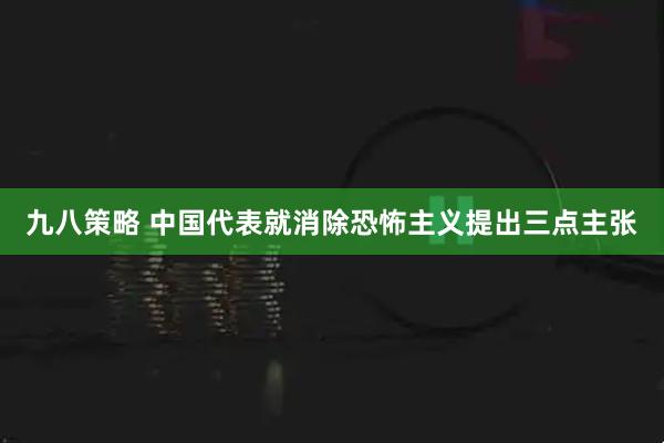 九八策略 中国代表就消除恐怖主义提出三点主张
