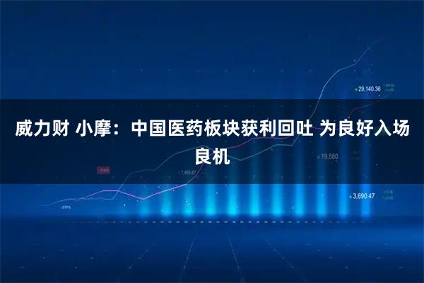威力财 小摩：中国医药板块获利回吐 为良好入场良机